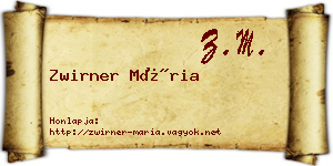 Zwirner Mária névjegykártya